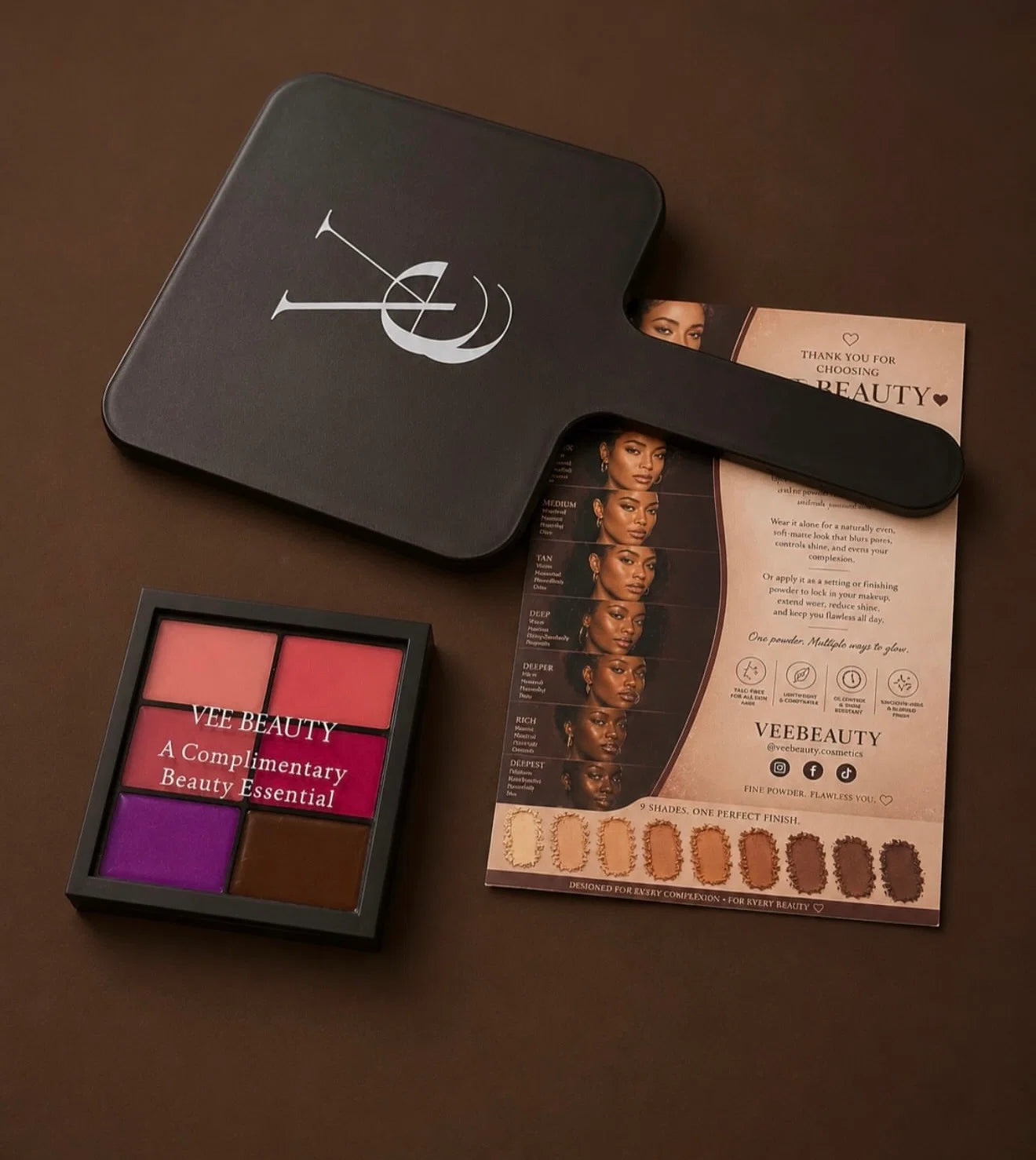 Vee Beauty The Complexion Code 9.0 (9 in 1 Pressed Powder Palette + Free Mirror & Lip Palette)