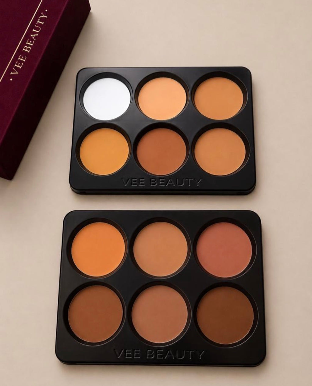 Vee Beauty 12-in-1 Powder Palette – Burgundy Luxe Edition (Free Mini Concealer +Mirror)